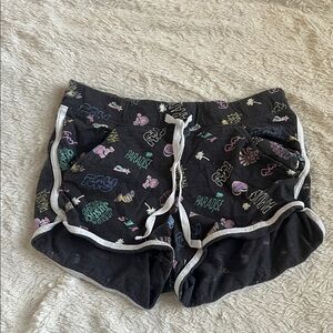 Justice Black Graphic Kids Shorts